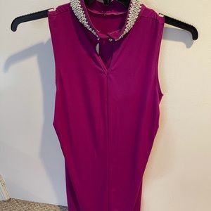 Short sleeve pearl party blouse